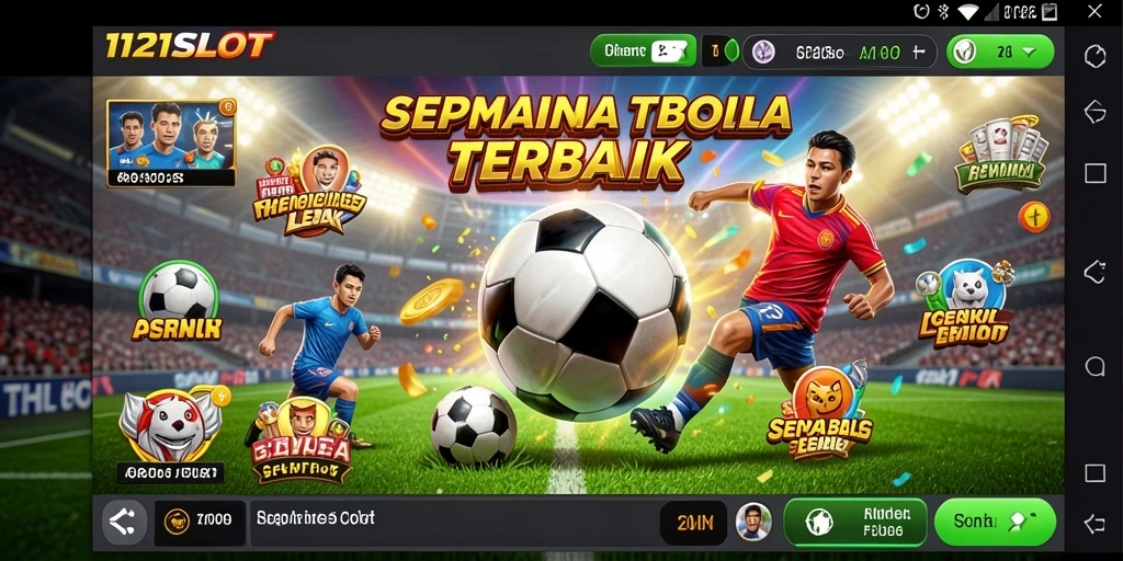 Tampilan mendebarkan dari gameplay 1121SLOT yang bertema sepak bola.