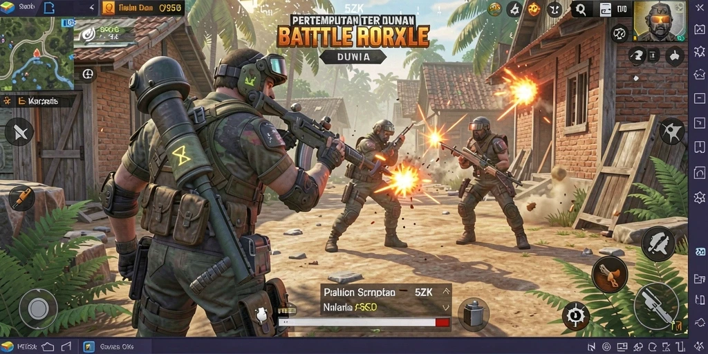 Tampilan gameplay seru dan intens di dalam 5ZK Battle Royale.