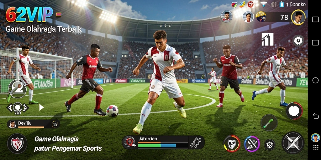 Screenshot gameplay 62VIP menampilkan aksi olahraga yang seru dan mendebarkan.
