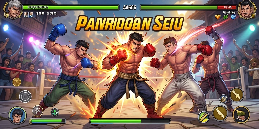 Tampilan aksi mendebarkan dalam gameplay Fighting AA666.