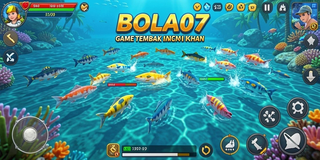 Tampilan gameplay seru dari BOLA07 dengan berbagai jenis ikan.