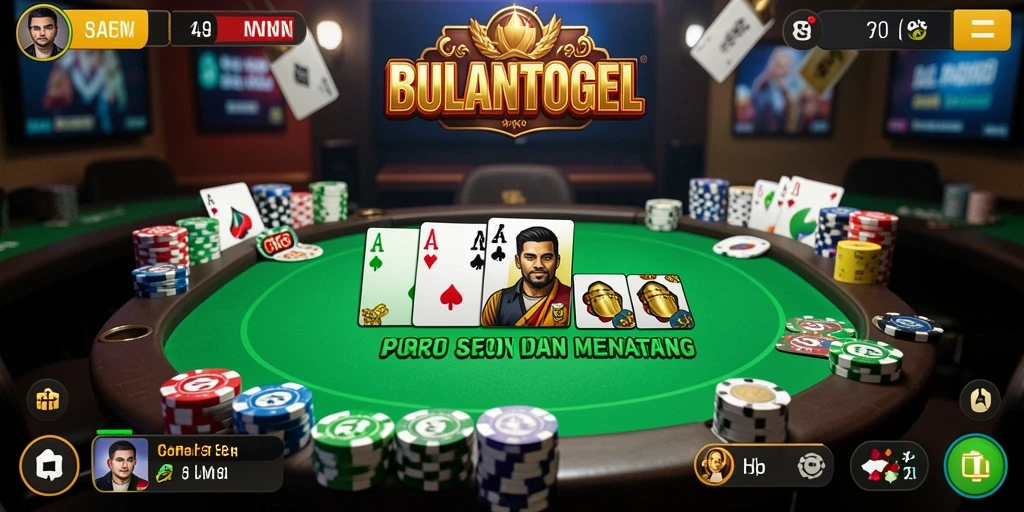 Tampilan menarik dari gameplay poker di BULANTOGEL.