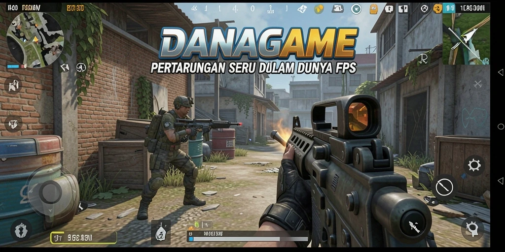 Screenshot utama menggambarkan action seru dalam FPS.