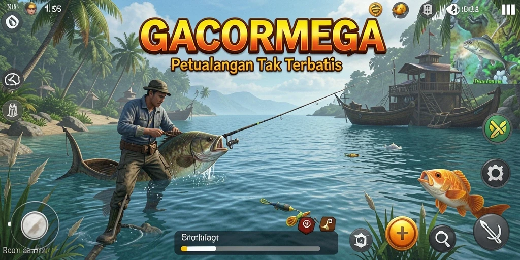 Screenshot gameplay GACORMEGA menampilkan momen memancing yang seru dan indah.