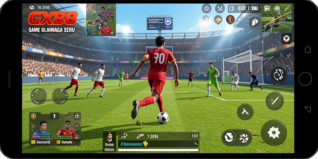 Screenshot GX88 menampilkan aksi seru permainan olahraga.