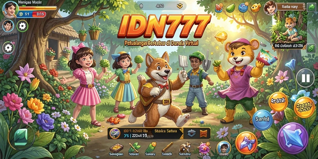 Tampilan menarik dari gameplay IDN777 dengan kebun yang subur.