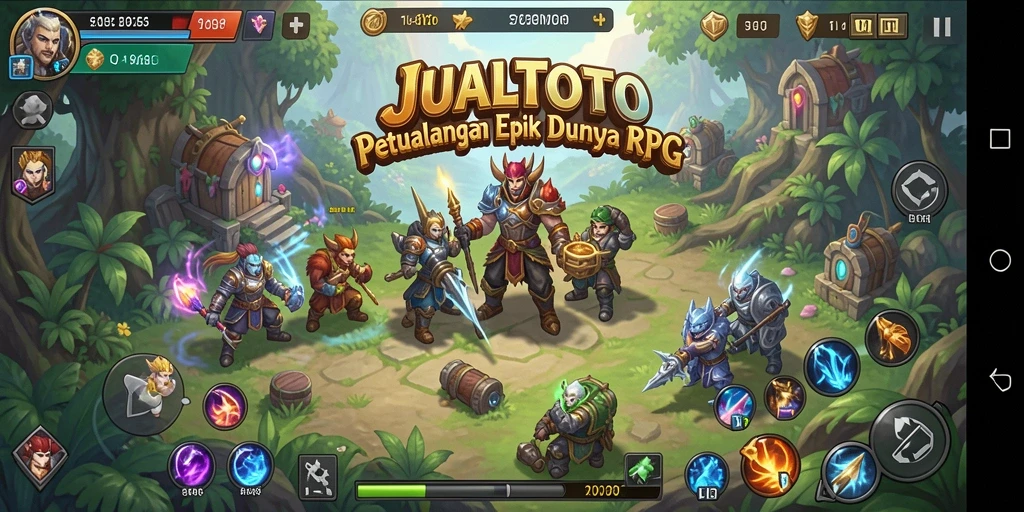 Tampilan gameplay RPG yang epik dalam JUALTOTO.