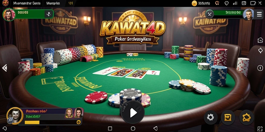 Screenshot permainan KAWAT4D menampilkan antusiasme bermain poker.