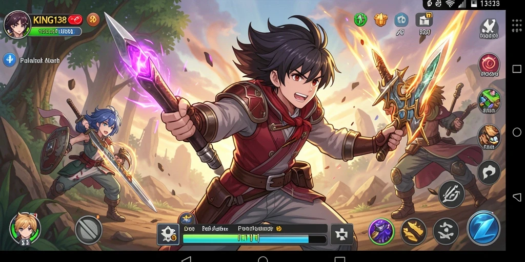 Tampilan menakjubkan dari gameplay <strong>KING138</strong> yang menampilkan pertarungan karakter Anime.