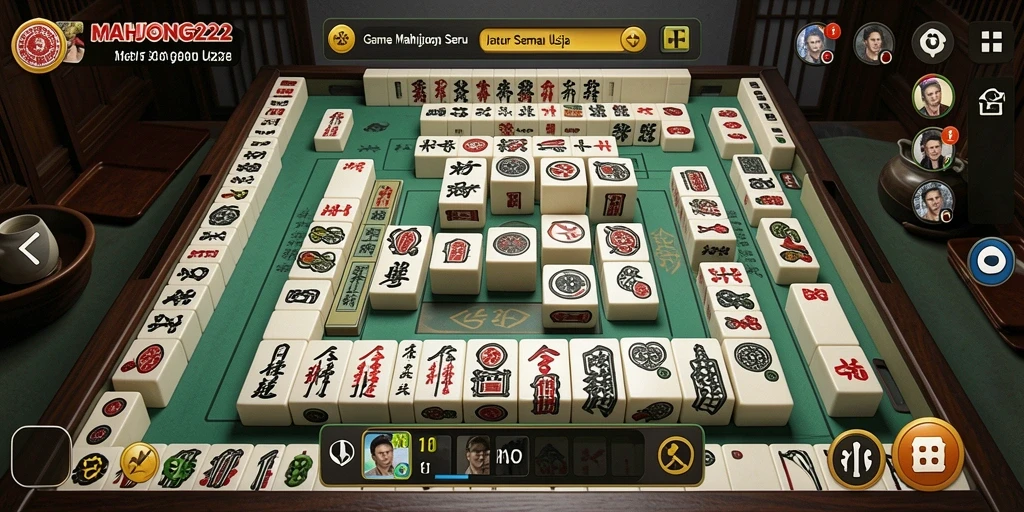 Tampilan gameplay menarik di MAHJONG222 dengan ubin Mahjong berwarna-warni.