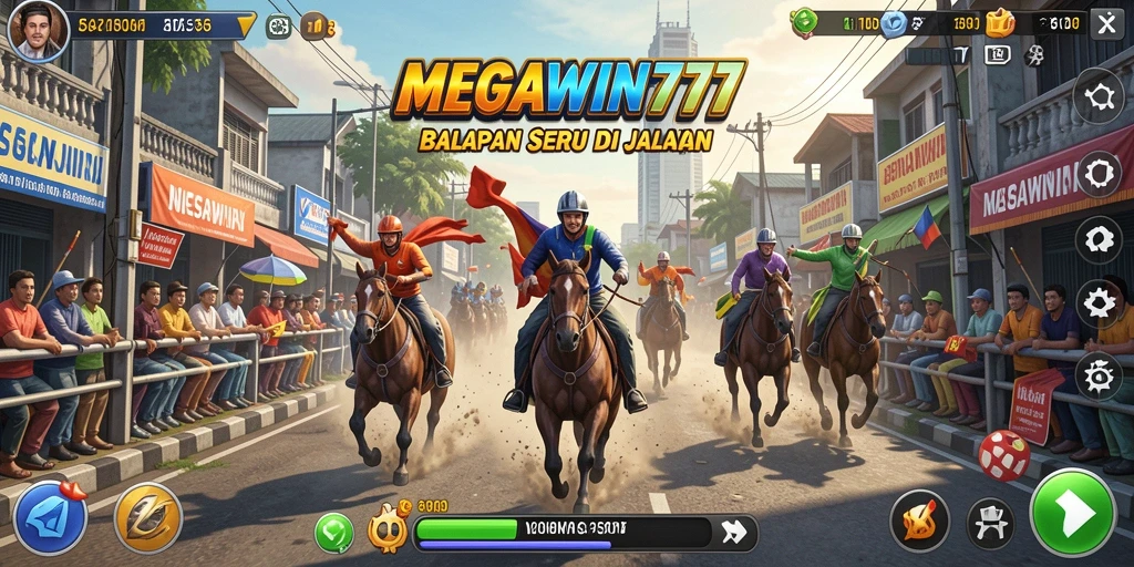 Gameplay seru MEGAWIN777 dengan mobil balap berkualitas.