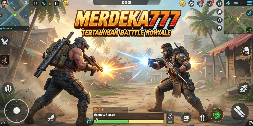 Tampilan aksi mendebarkan dalam gameplay Battle Royale MERDEKA777.
