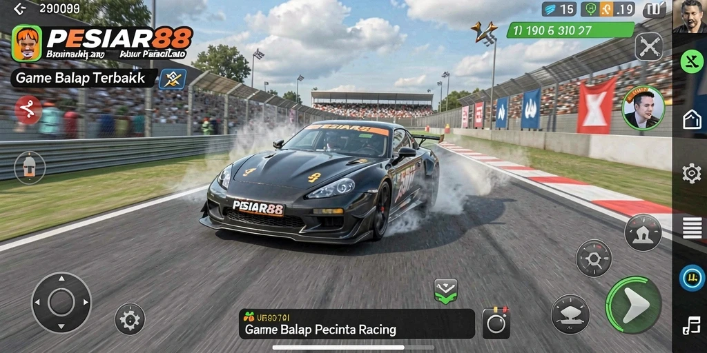 Gameplay PESIAR88 menampilkan momen balapan yang mendebarkan dan kompetitif.