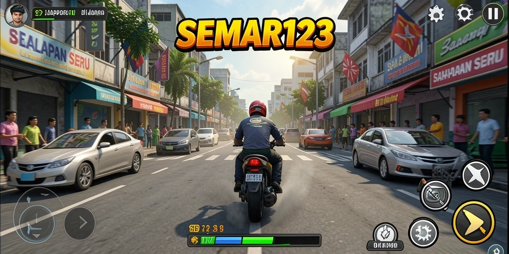 Tangkapan layar SEMAR123 menunjukkan mendebarkan balapan antar mobil di trek.