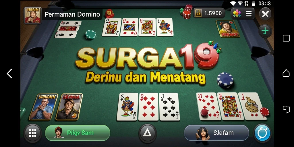 Screenshot utama SURGA19 menunjukkan aksi seru dalam permainan Domino.