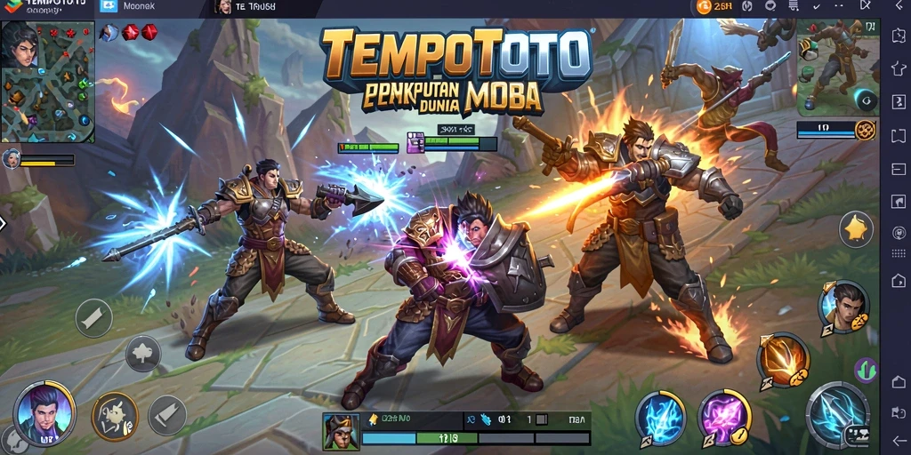 Gameplay seru TEMPOTOTO dalam pertempuran MOBA.