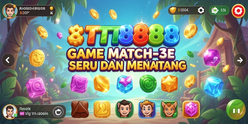 Screenshot gameplay TTT888 yang menampilkan tantangan Match-3.