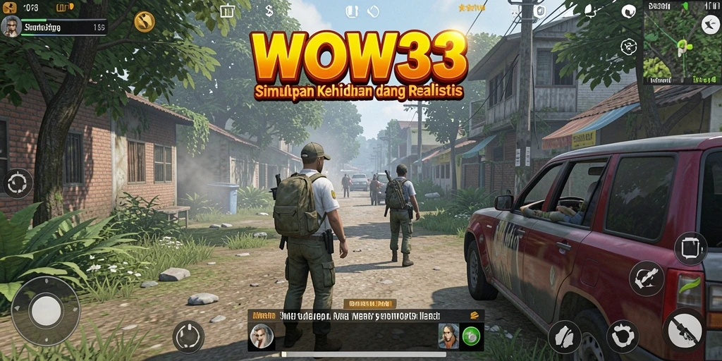 Tampilan gameplay WOW33 dengan simulasi kehidupan yang mendetail.